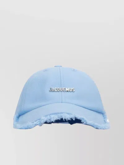 Jacquemus Distressed Brim Six-panel Design Hat In Blue