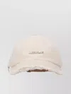 Jacquemus Distressed Curve Brim Hat In Beige