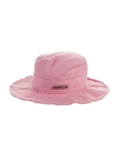 Pre-owned Jacquemus Distressed Embroidered Bucket Hat In Pink