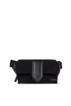 Jacquemus The Bambino Flap Bum Bag In Nylon With Smooth Leather Details In Black