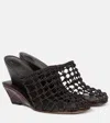 Jacquemus Les Doubles Tresses Croc-embossed Wedge Mules In Black