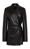 Jacquemus Tibau Double-breasted Leather Jacket In Black