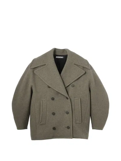 Jacquemus Double-breasted Ovalo Jacket In Green