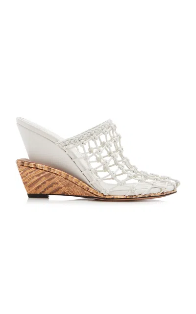 Jacquemus Doubles Netted Wedge Sandals In White