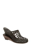 Jacquemus Les Doubles Tresses Croc-embossed Wedge Mules In Dark Brown