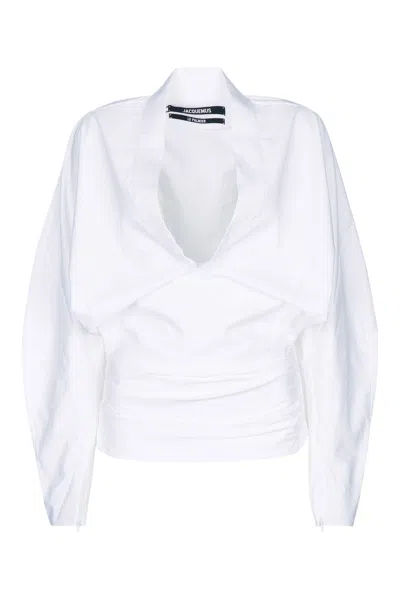 Jacquemus Dove Mini Blouse In Brown