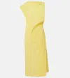 Jacquemus La Robe Drap Draped Cotton-blend Midi Dress In Yellow