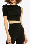Jacquemus Drapeado Asymmetric Cropped Top In Black