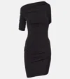 Jacquemus One-shoulder Knee-length Dress Ruched Detailing In Black