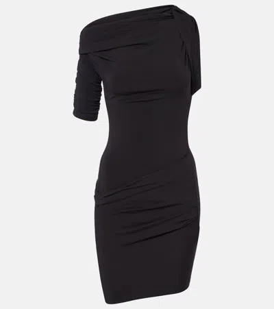 Jacquemus Drapeado Jersey Minidress In Black