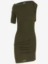 Jacquemus Asymmetric Green Mini Dress With Gathered Details In Green