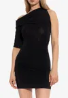 Jacquemus Drapeado One-shoulder Mini Dress In Black