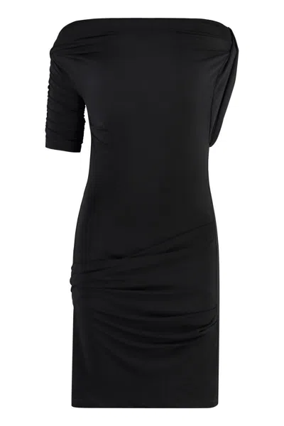 Jacquemus Drapeado Stretch Viscose Dress In Black