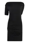 Jacquemus La Mini Robe Drapeado Asymmetric Draped Stretch-jersey Mini Dress In Black