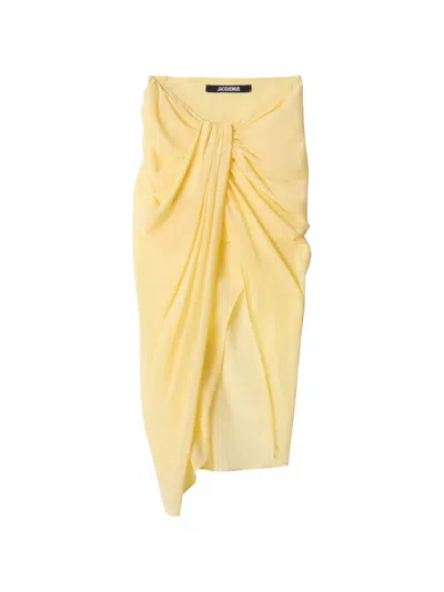 Jacquemus Draped Asymmetric Skirt In Yellow