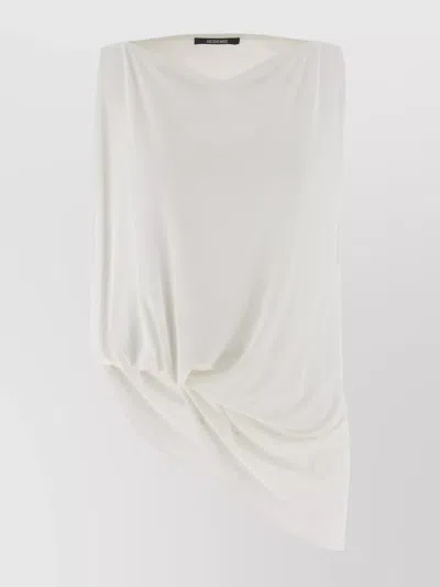 Jacquemus Draped Asymmetric Sleeveless Lightweight Top In White