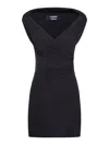 Jacquemus Rita Draped Gathered Crepe De Chine Mini Dress In Black