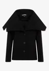 Jacquemus Caruso Coat With Adjustable Strap And Belted Back In Black
