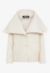 Jacquemus Draped-collar Virgin Wool Jacket With Oversized Pockets In Neutral