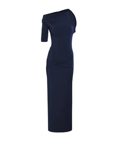 Jacquemus Draped One-shoulder Dress In Blue