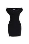 Jacquemus Rita Draped Gathered Crepe De Chine Mini Dress In Black