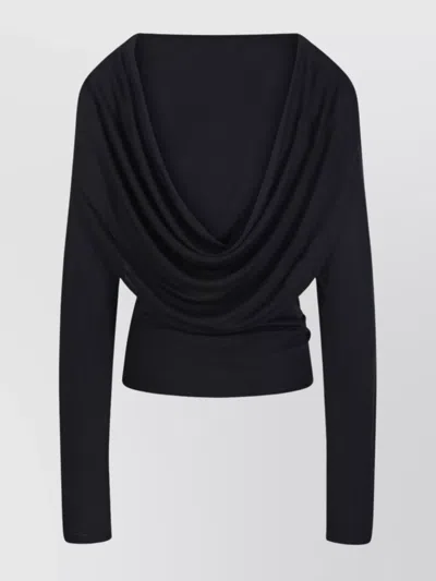 Jacquemus Draped Front Knit Sweater In Black