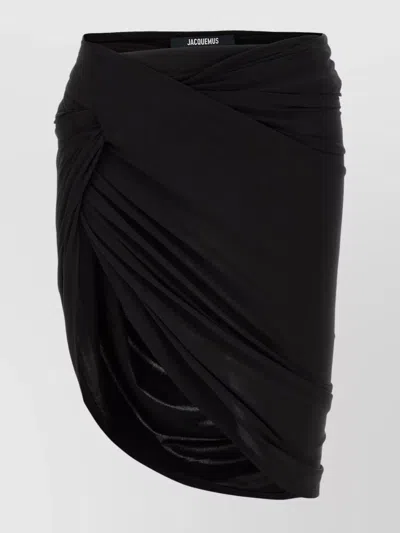 JACQUEMUS DRAPED HIGH-WAISTED ASYMMETRIC RUCHED SKIRT