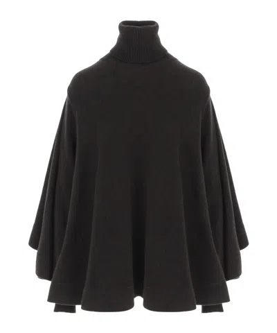 Jacquemus Draped High-neck Knitted Sweater In Brown