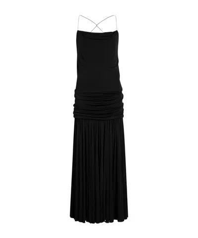 Jacquemus Draped Jersey Maxi Dress In Black