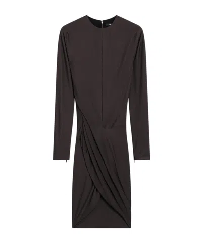 Jacquemus Draped Long-sleeve Mini Dress In Black