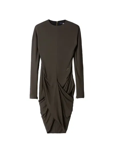 Jacquemus Draped Long-sleeve Mini Dress In Brown