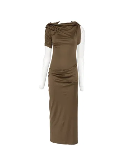 Jacquemus Draped Maxi Dress In Brown