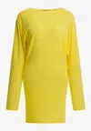 Jacquemus Flowing Viscose Jersey Dress With Embroidered Detailing In Yellow