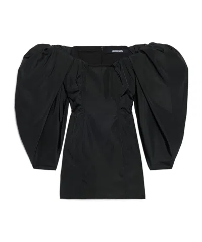 Jacquemus Draped Mini Dress In Black