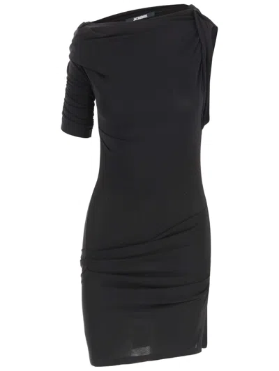 JACQUEMUS DRAPED MINI DRESS WITH THREE-QUARTER SLEEVES