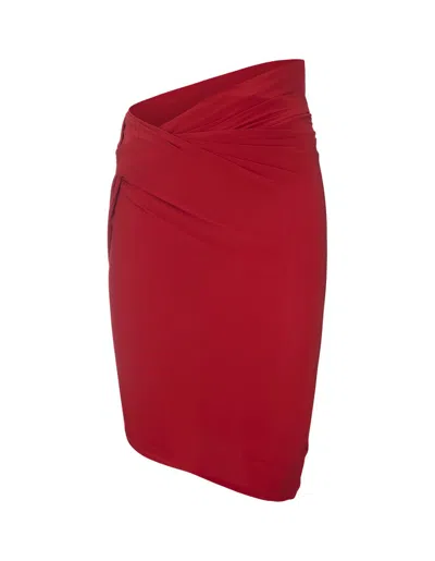 Jacquemus Draped Mini Skirt In Dark Red