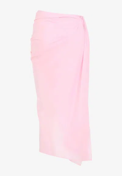 Jacquemus Draped Muslin Pareo Skirt In Pink