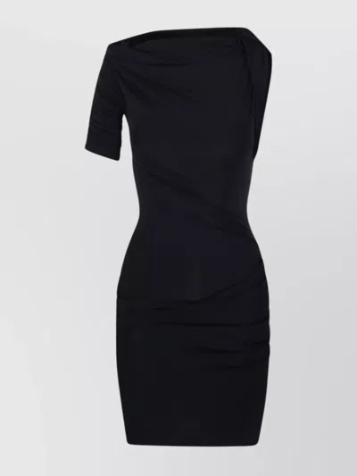 Jacquemus Draped One Shoulder Mini Dress In Black