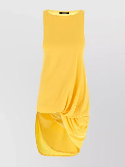 JACQUEMUS DRAPED PEPLUM HEM DRESS