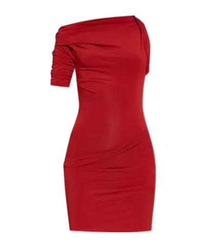 Jacquemus La Mini Robe Drapeado Dress In Red