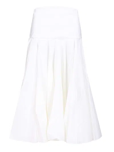 Jacquemus Triana Pleated Cotton-poplin Midi Skirt In White