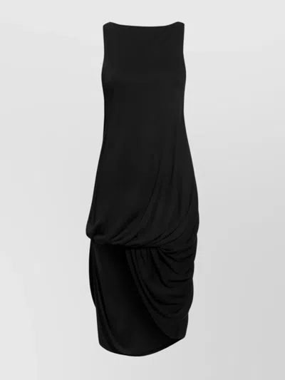 Jacquemus Draped Sleeveless Peplum Dress With Asymmetrical Hem In Black