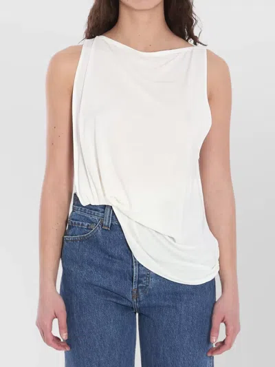 Jacquemus Draped Square Neckline Top In White