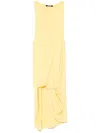 Jacquemus Draped Yellow Mini Dress With Unique Hem Knot