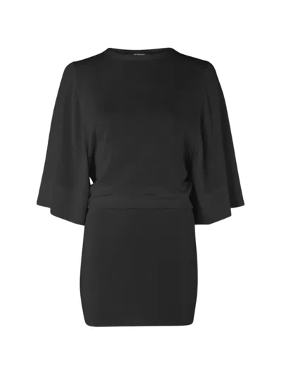 Jacquemus Draped-waist Flared-sleeve Mini Dress In Black
