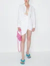Jacquemus Bahia Asymmetric Mini Shirt Dress In 100