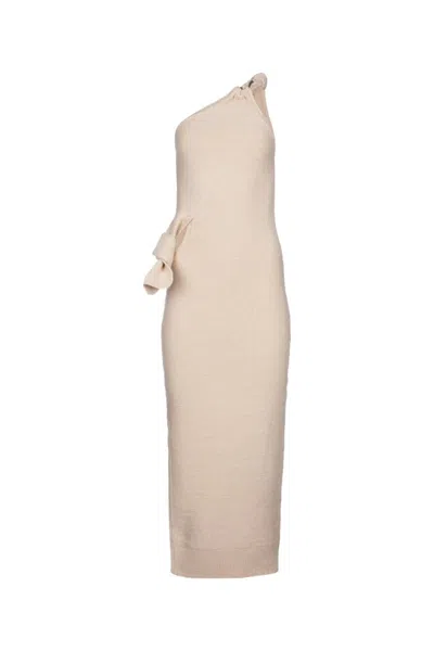 Jacquemus Beige Le Raphia 'la Robe Maille Noeud' Maxi Dress In 120