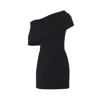 Jacquemus Pesce Draped One-shoulder Mini Dress In Black
