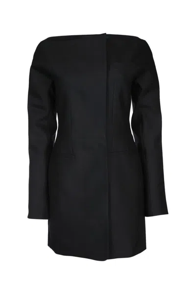 Jacquemus Spalla Wool And Silk Minidress In Black