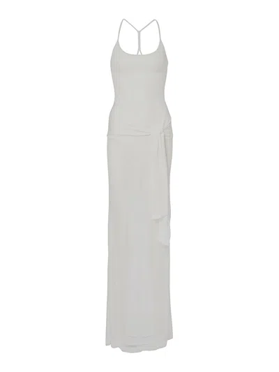 Jacquemus La Robe Maille Nodo Sheer Gown In White